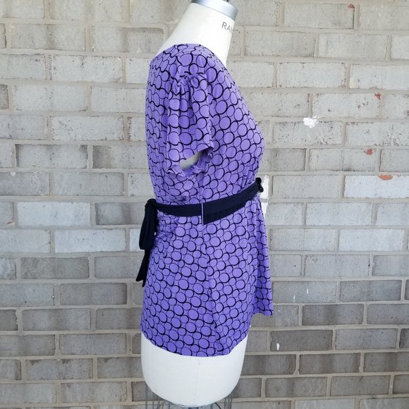 Low V Cross over Purple Blouse Dahlia violet - Picture 3 of 16